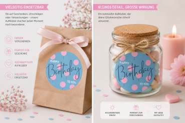 Preview: 24 Geschenkaufkleber Geburtstag blau