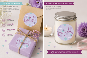 Preview: 24 Geschenkaufkleber Geburtstag Flieder
