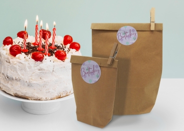 24 Geschenkaufkleber Geburtstag Flieder