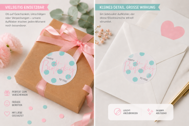 Preview: 24 Geschenkaufkleber Geburtstag rosa