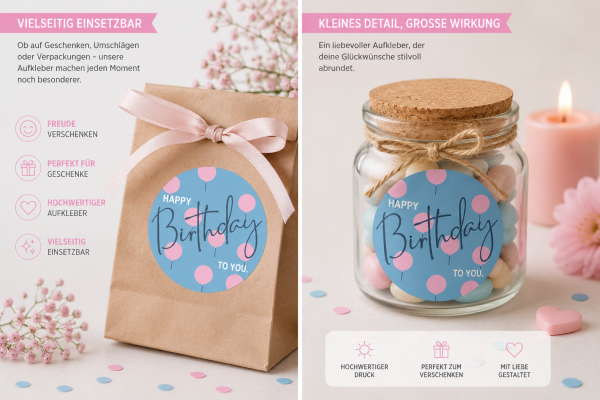 24 Geschenkaufkleber Geburtstag blau