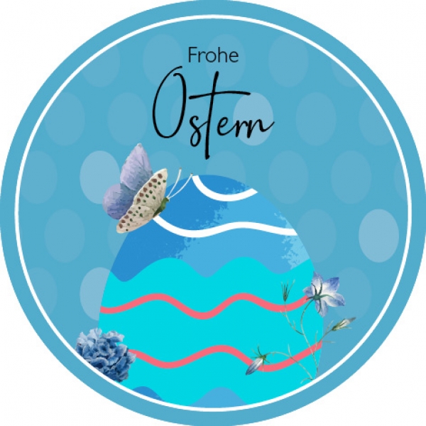 24 Geschenkaufkleber Frohe Ostern blau
