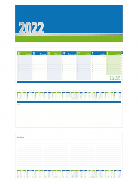 Tischkalender 2022 Blau-Grün