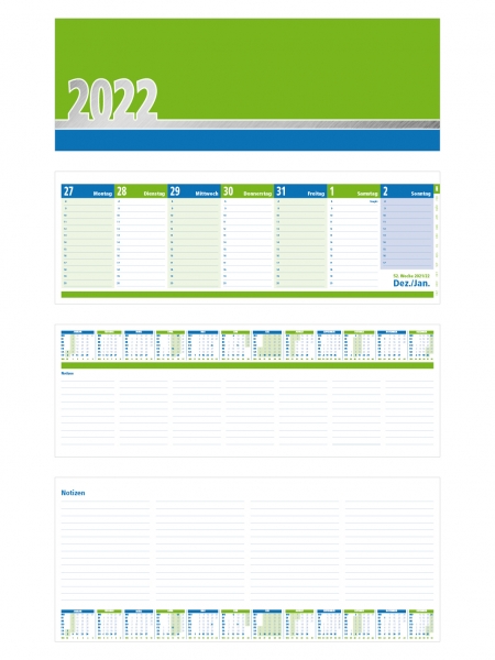 Tischkalender 2022 Grün-Blau