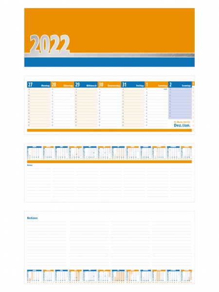 Tischkalender 2022 Orange-Blau