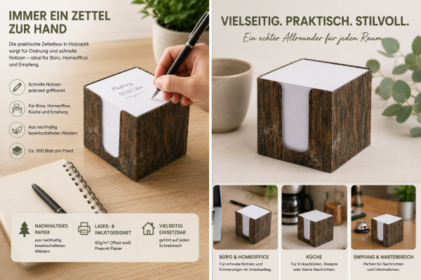 Zettelbox Holzoptik